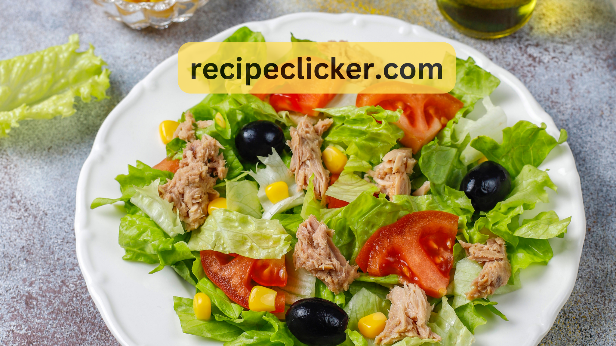 Tuna Salad with Lettuce, Olives, Corn, and Tomatoes